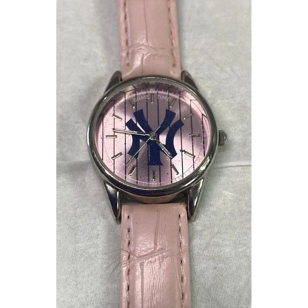 New York Yankees Womens Pink & Blue MLB Watch‎ WORKS.. Face=1.25